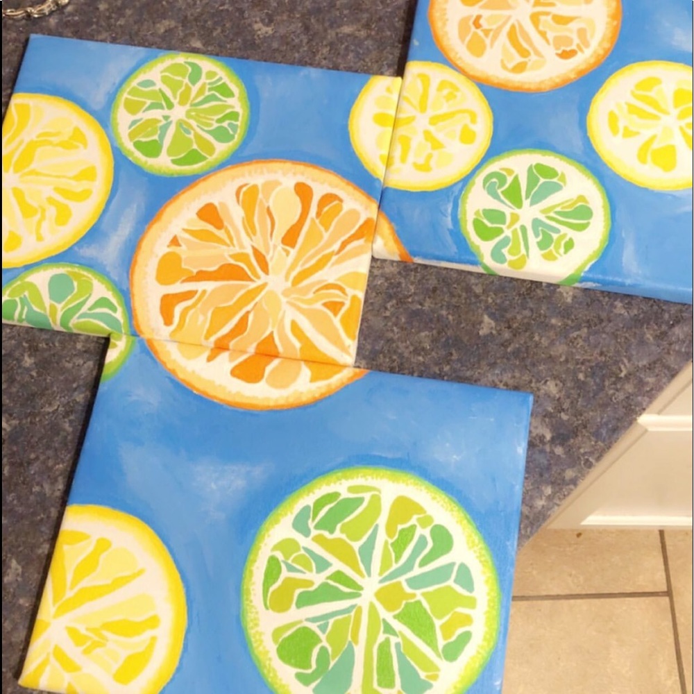 3, 5x7, citrus painting.